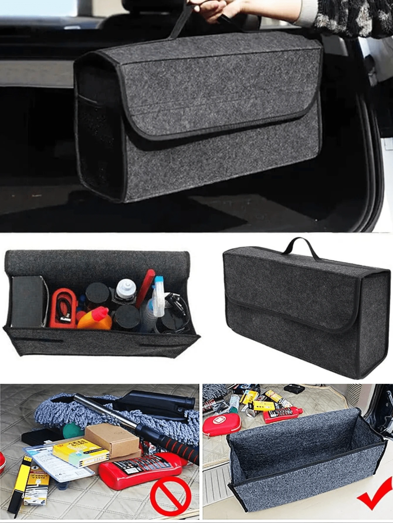 1pc Car Luggage Storage Bag Car Portable Folding Felt Storage Bag Car Tool Storage Bag