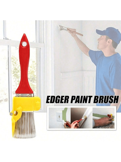 1pc Edging Color Separation Paint Brush, Portable And Lightweight Cleaning Brush, Tough, Painting Brush With Wooden Handle, DIY Tool For Framing Walls Ceiling Edge Decoration, Tools For Men