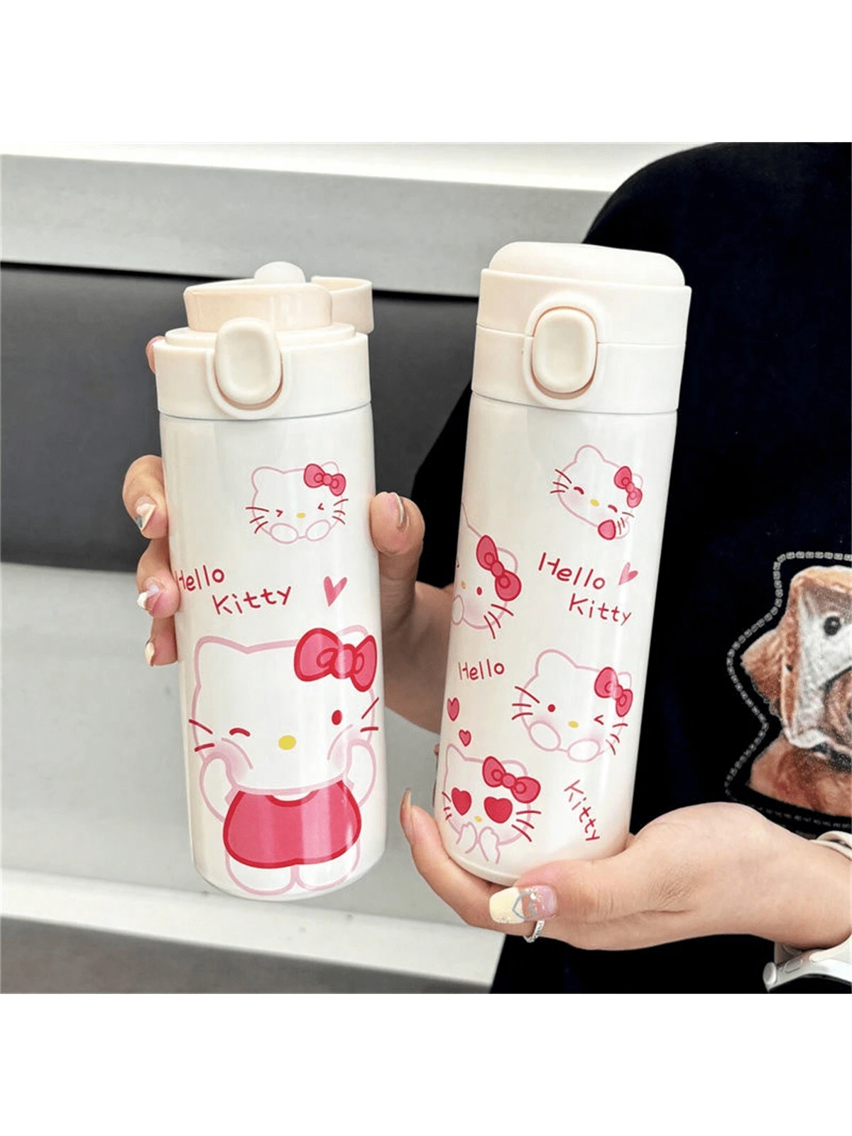 Sanrio Sanrio Sanrio Hello Kitty 15.22 Oz Stainless Steel Insulated Travel Mug With One-Touch Pop Lid, Cartoon Design For Teens And Adults - 1 Piece
