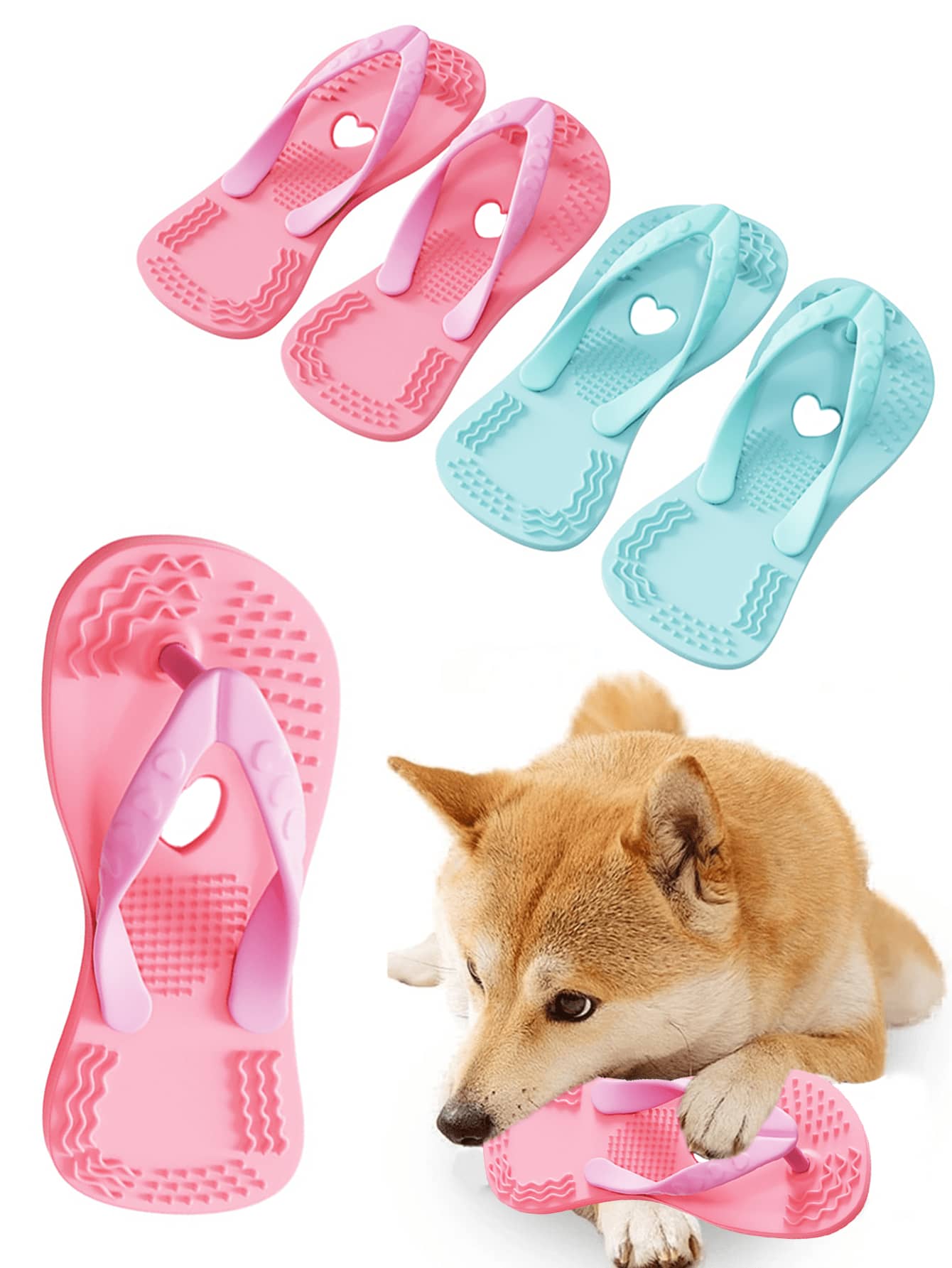 Juguetes de dentición con forma de zapatilla de playa con forma de corazón para el Día de San Valentín, juguetes de masticación simulada con control remoto, para aliviar el aburrimiento y estimular la dentición de cachorros, suaves, buenos para la salud dental, adecuados para razas de perros pequeños