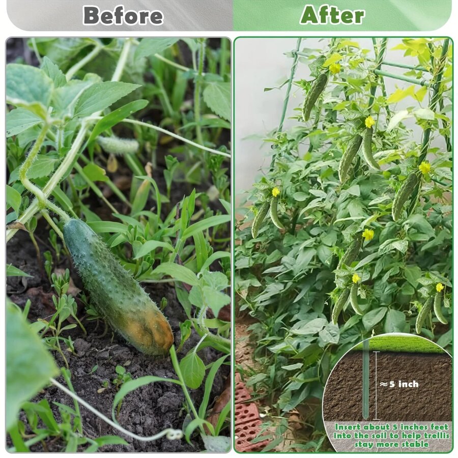 10 pezzi di picchetti da giardino in metallo verde, pergolati da giardino durevoli adatti per pomodori, cetrioli e uva - essenziale attrezzo per la cura del prato, resistente alla ruggine, facile da inserire, adatto per varie piante, frutta e verdura, ideale per il giardino, il balcone