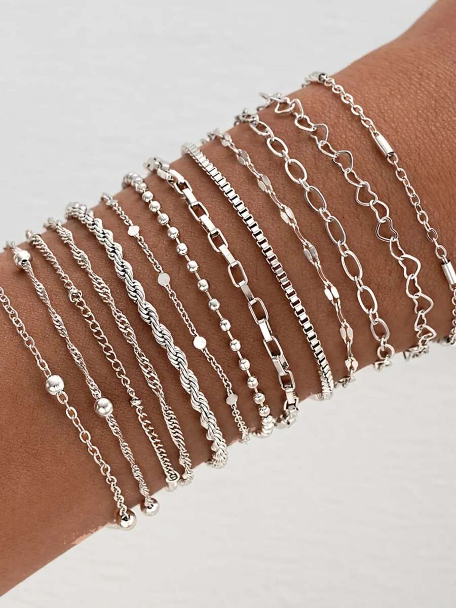 13/5 pulseiras empilháveis com design de coração e contas, joias modernas e minimalistas, adequadas para o dia a dia, festas, feriados, presentes para meninas, mulheres, amigas, família, namorada, Natal, o ano todo
