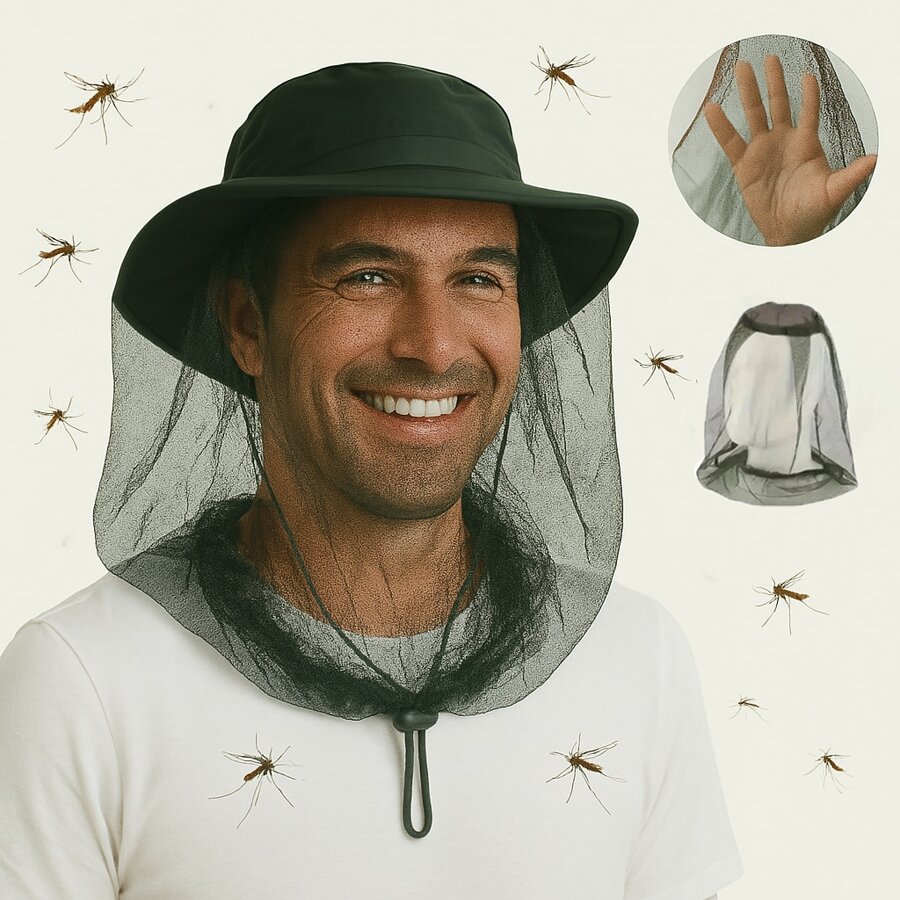 1/2 pieza Red Antiinsectos, Malla Anti-Mosquitos para exteriores, Protección contra Moscas y Bichos | Ultra Grande y Larga, Agujeros Extra Finos para Camping, Senderismo, Pesca, se Adapta a Todos los Sombreros