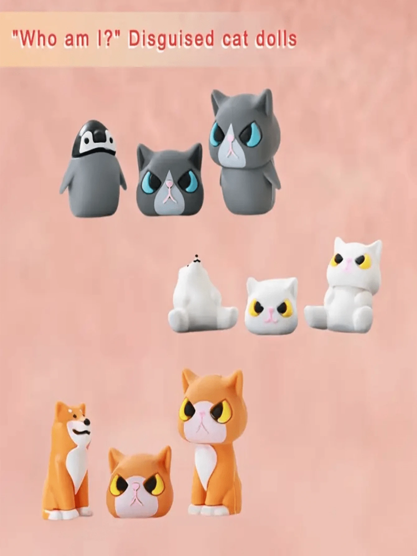 1pc "Who Am I?" Transformable Cat Doll, Funny Cat Desk Decor, Animal Plush Toy, Home Decoration, Cake Decoration