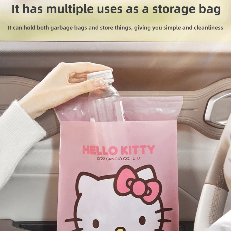 Sanrio Sanrio Hello Kitty Car Garbage Bag 10pcs Stick-On Car Trash Can Car Inside Car Good Stuff Desk Student Desk Cleaning Bag(Pack 10 Pieces)