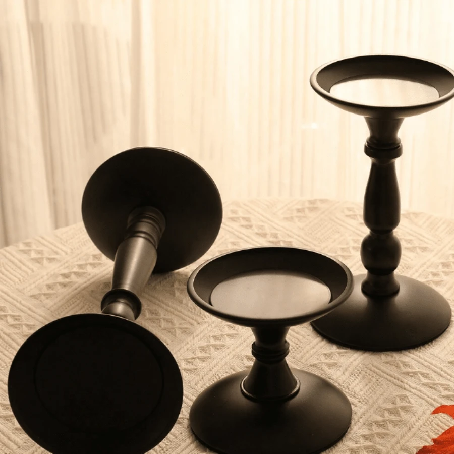 Portacandele vintage in ferro nero, supporto decorativo per candele, regalo romantico per matrimoni, decorazione con luce di candela per tavolo da pranzo
