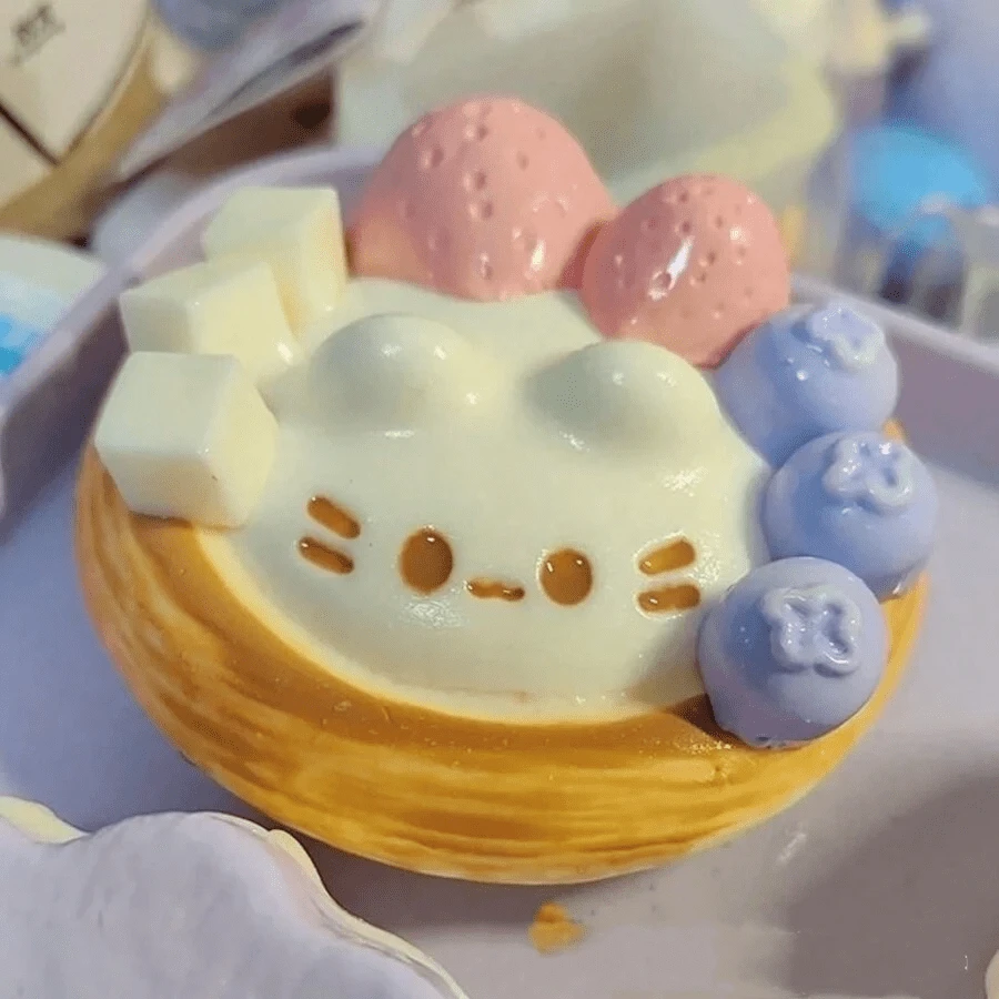Tartaleta de gato esponjosa, tartaleta de gato cremosa esponjosa, juguete antiestrés esponjoso de baba con textura suave de silicona