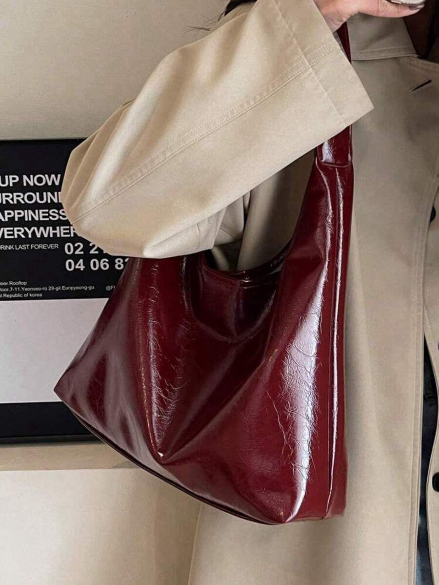 Vintage Pu Leather Shoulder Bag, Crossbody Bag, Ladies' Casual Tote Bag, Suitable For Commuting Work