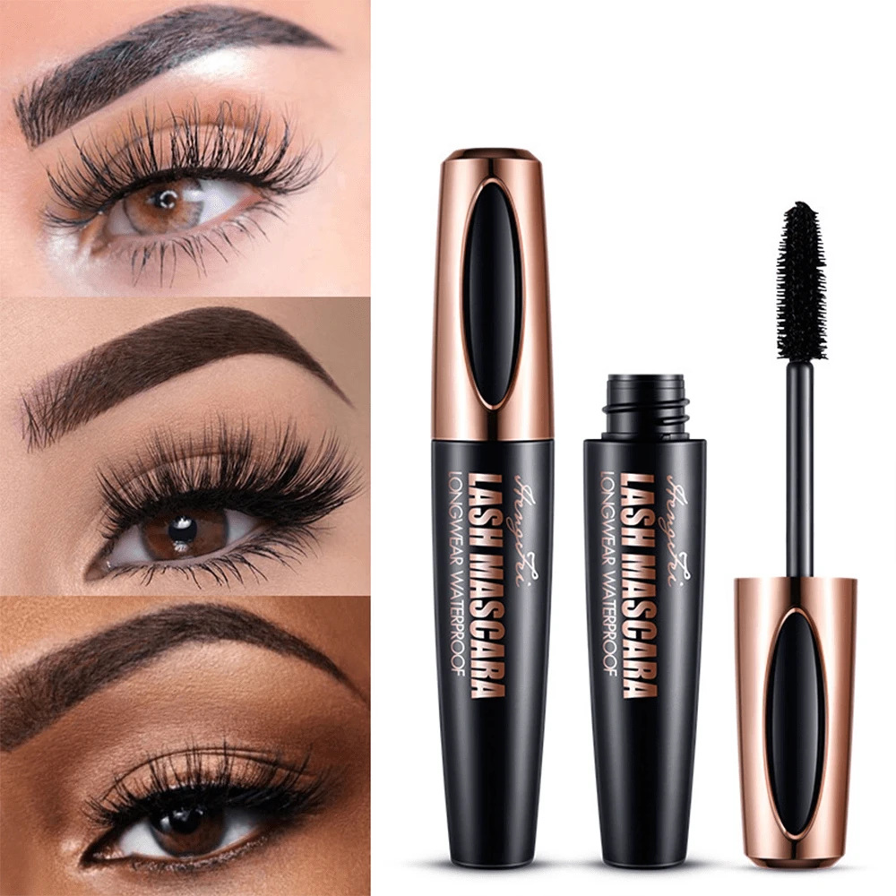 2pcs 4D Silk Fiber Lash Mascara, Lengthening And Thick, Volume, Long Lasting, Smudge-Proof, All Day Full, Long, Thick Eyelashes, Waterproof & Smudge-Proof, All Day Exquisitely Full