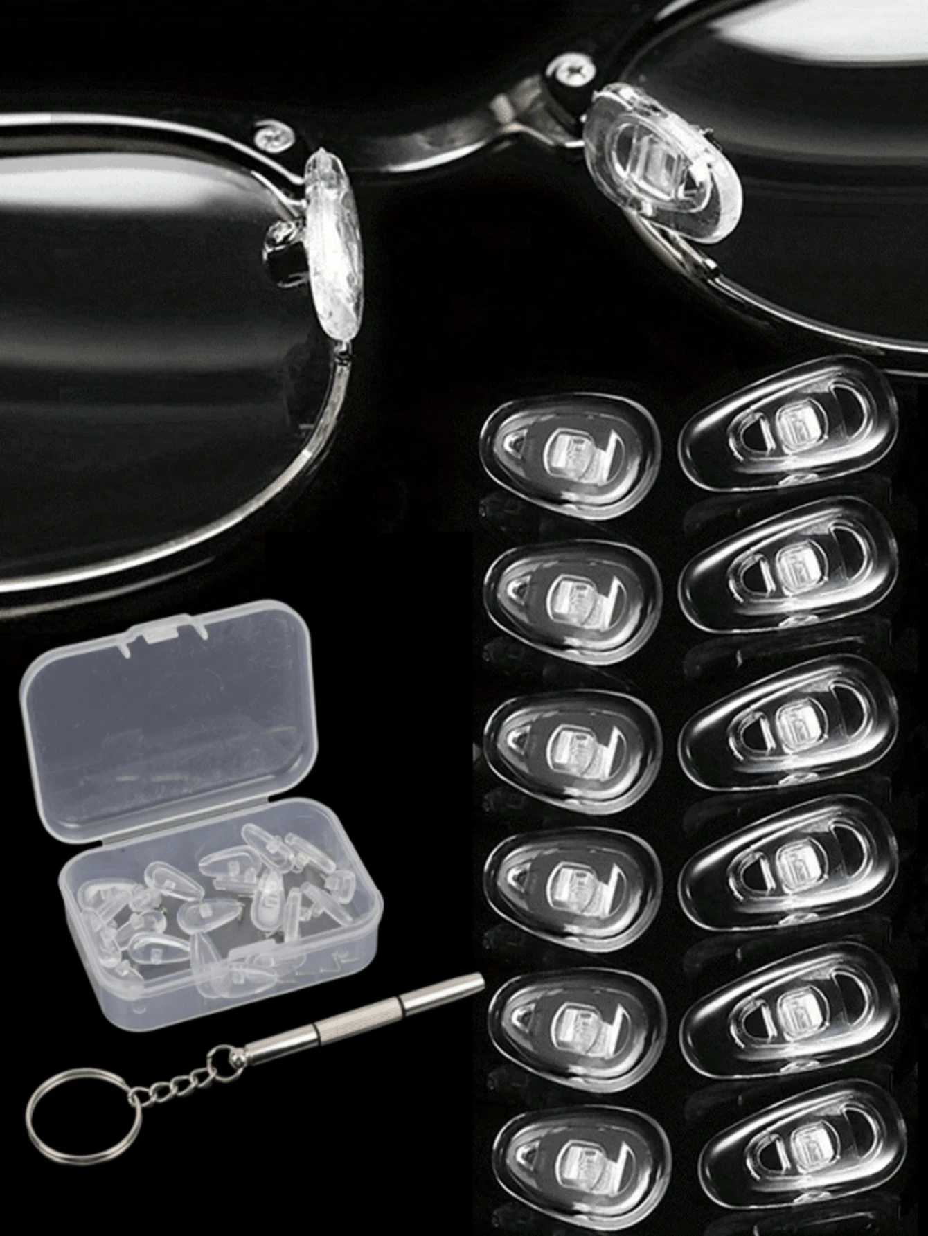 10/20 Piece Set Of Glasses Nose Pads (With Screwdriver And Screws), Soft Silicone Glasses Anti Slip Nose Pads, Screw Replacement And Repair Tools