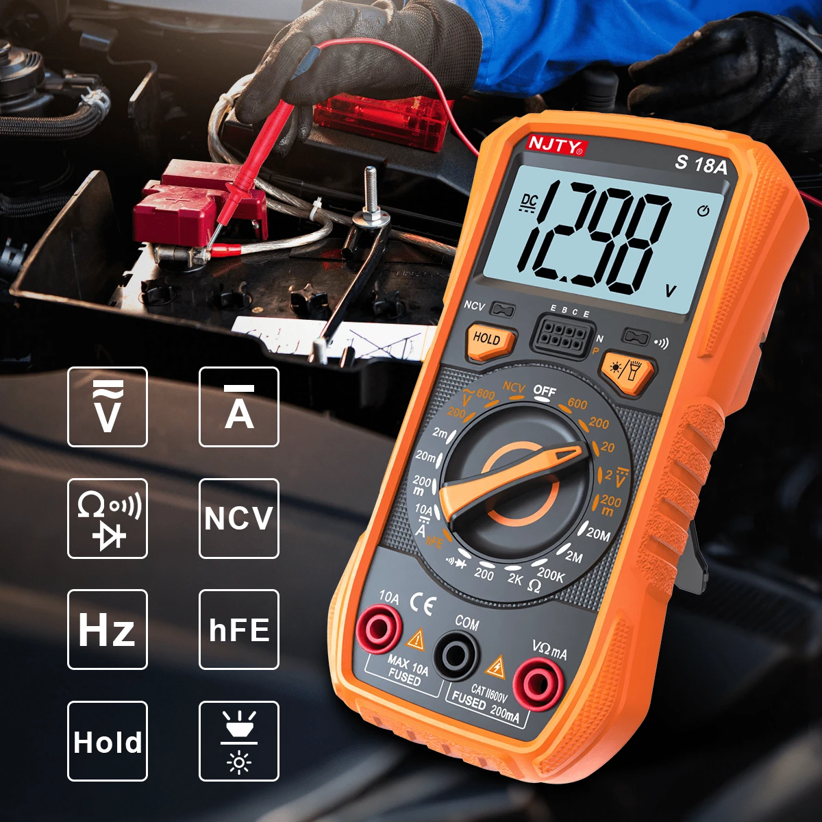 NJTY 1pc High Precision Digital Multimeter - Universal Meter With NCV Voltage Detection & Anti-Burn Protection-Manual Range For Electrictians Solving Electrical Problems