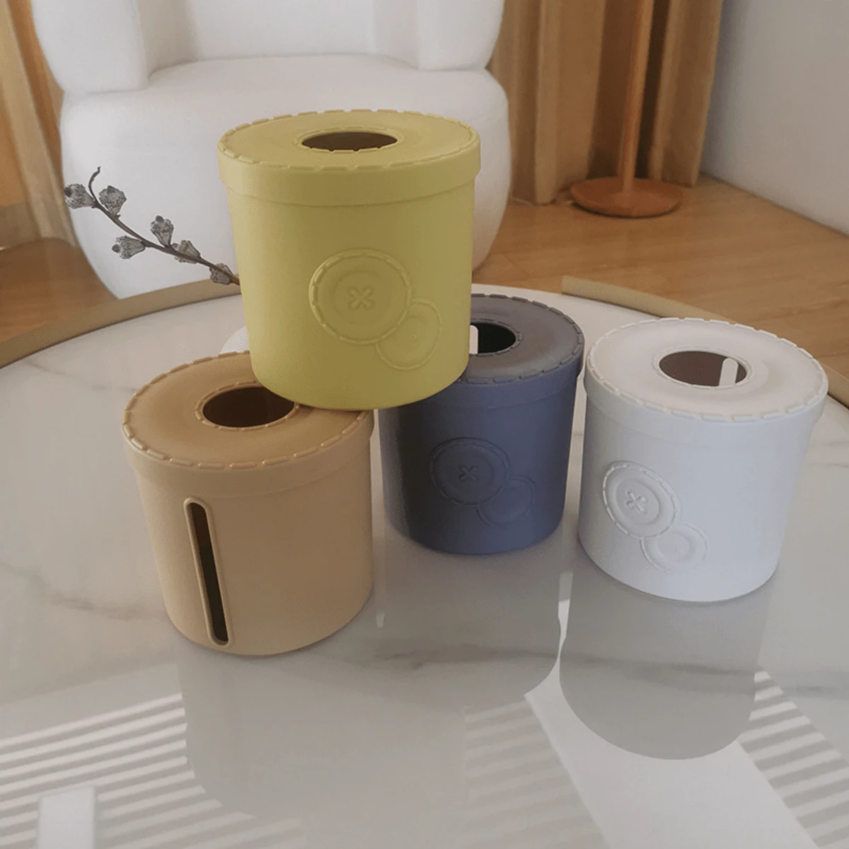 1pc Round Shaped Toilet Paper Holder, Large Capacity Dual Opening, Suitable For Bedroom, Living Room, Dining Room, Bathroom