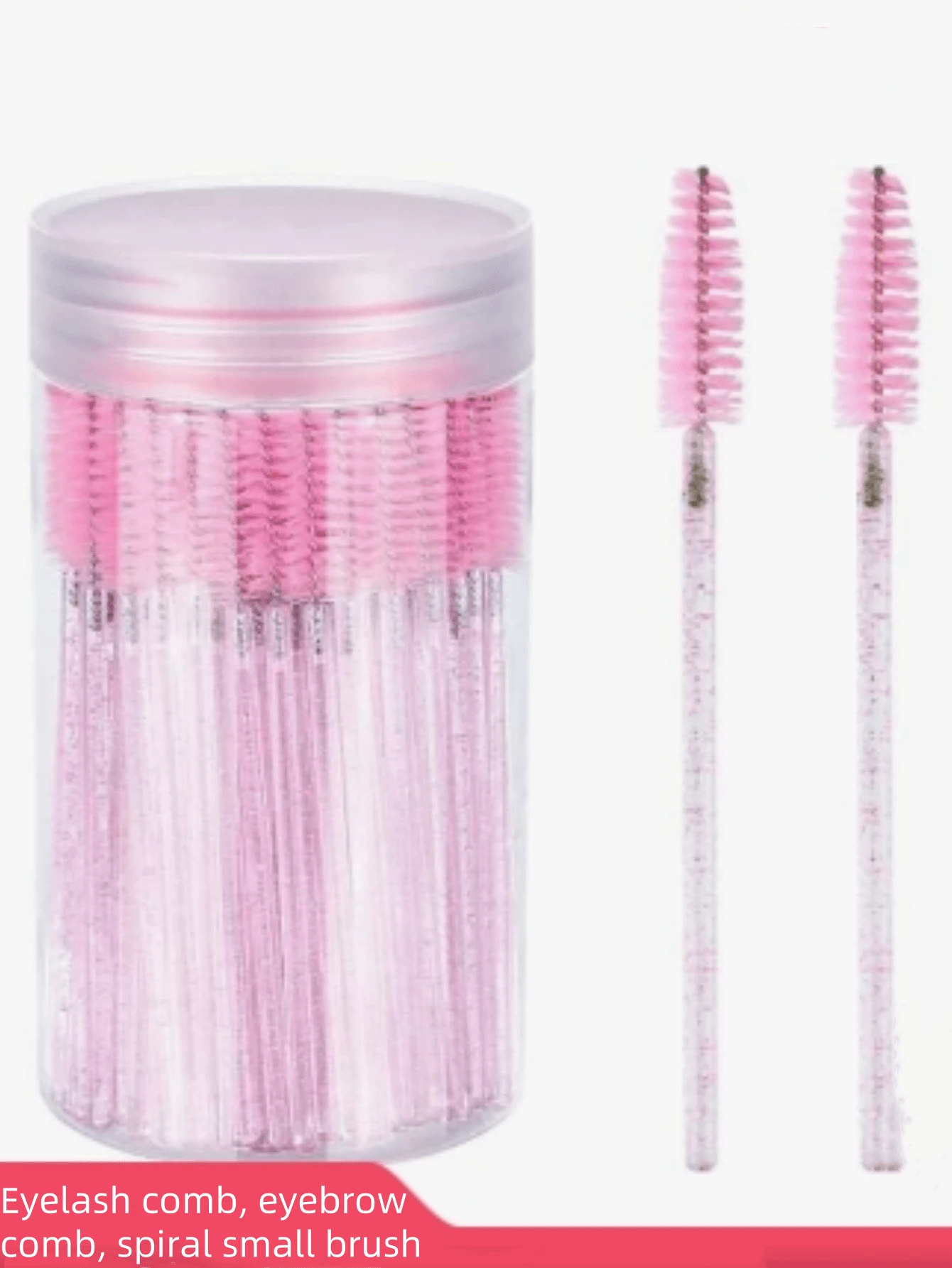 100 pezzi Pennelli per ciglia, Bacchette per mascara con contenitore, Spazzole monouso per sopracciglia pieghevoli, Spazzole per ciglia per extension ciglia, Pettine per sopracciglia, Pennelli con olio di ricino (Rosa cristallo), Pettine per ciglia, Pettine per sopracciglia, Spazzola piccola a spirale