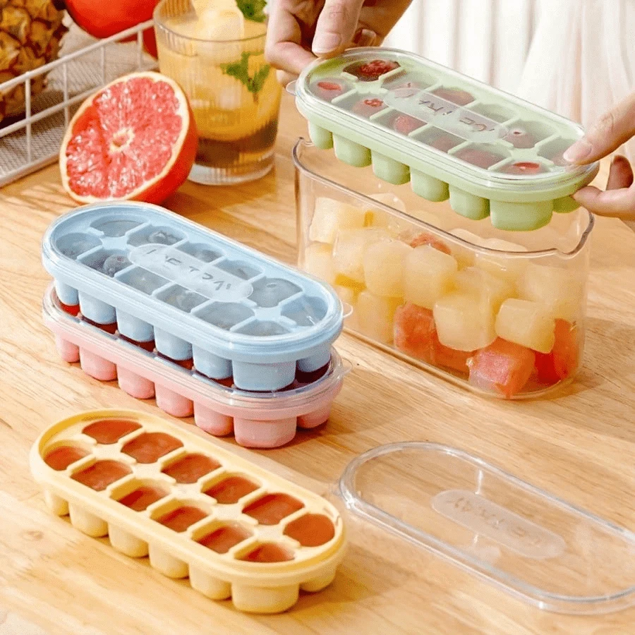 1 Piece Silicone Ice Cube Tray With Lid, Large Ice Mold, Easy To Take Out Reusable Ice Cube Tray, Soft Ice Cube Storage Container