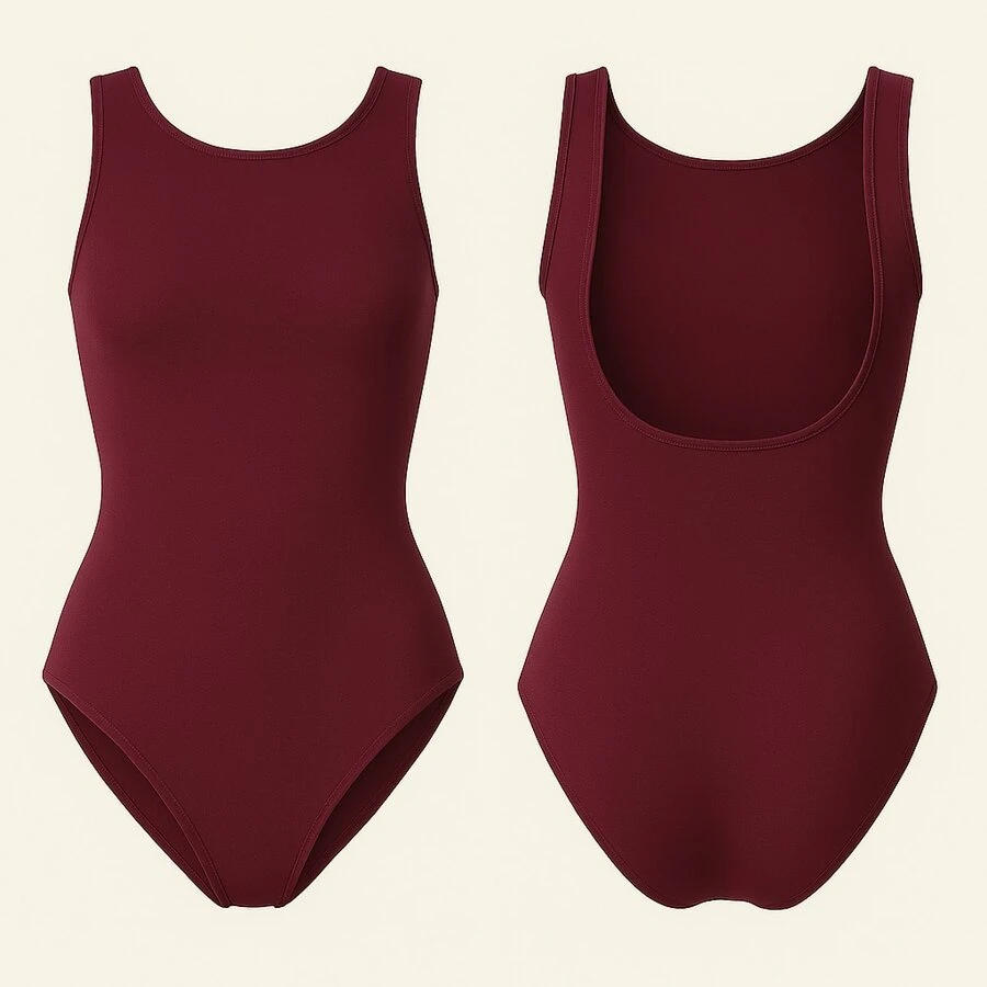 Elegant Bare Back Bodysuit Basic Supplex Leotard