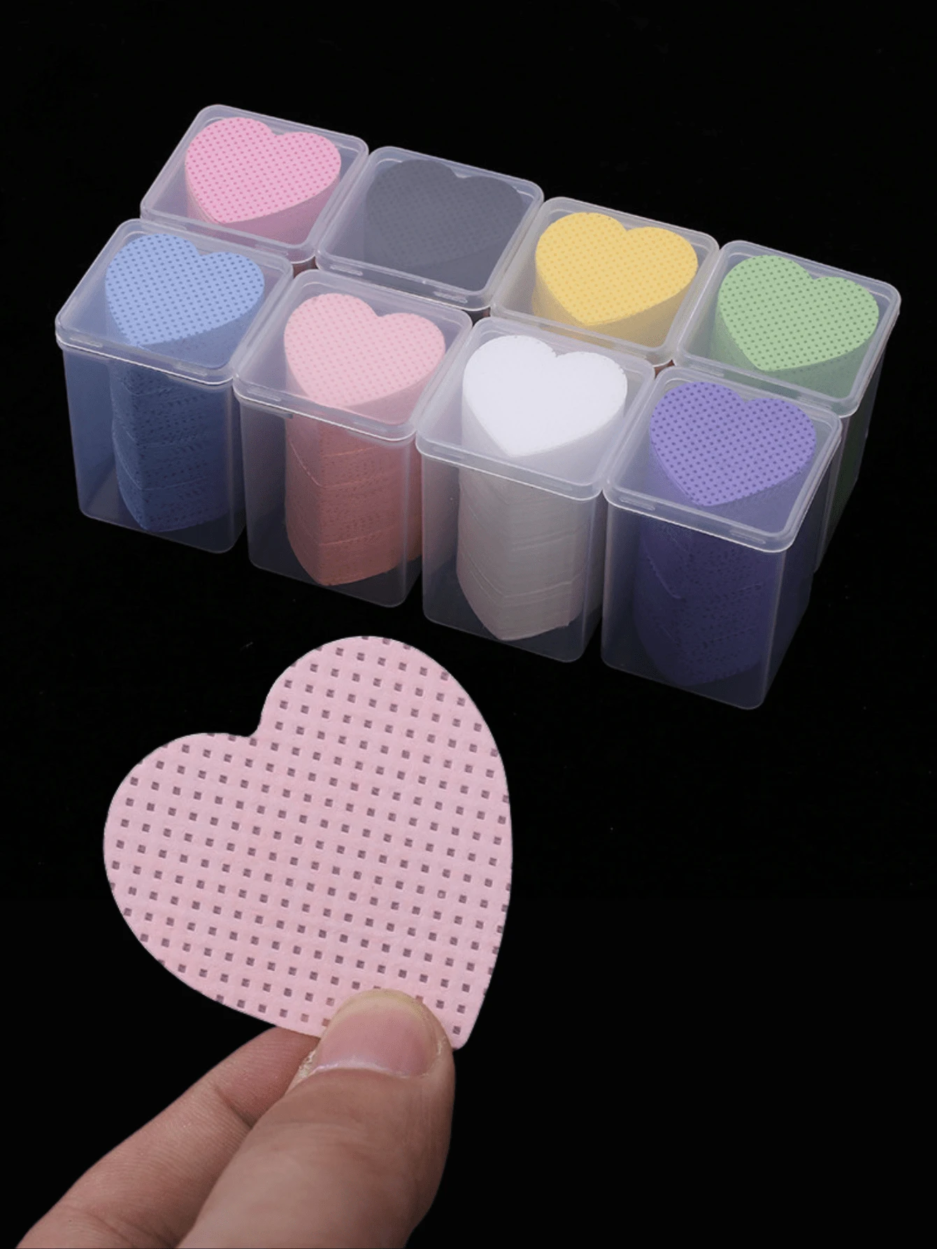 200 pezzi/confezione Tamponi per rimozione smalto a forma di cuore, salviette detergenti per unghie senza lanugine, strumenti per manicure e cura delle unghie