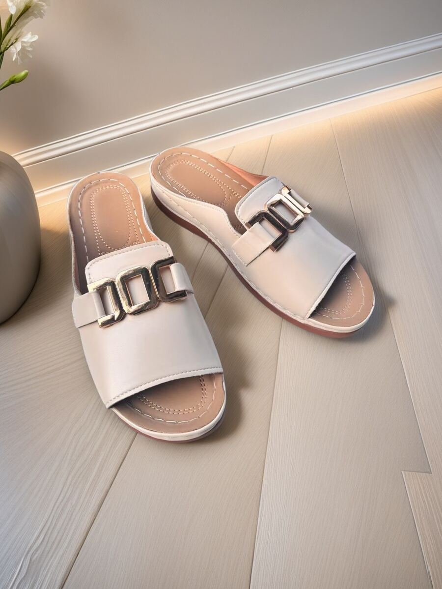 Women's Casual Buckle Strap Sandals, Comfortable Flat Beach Slippers, Stylish & Versatile Vacation Shoes For Daily Wear