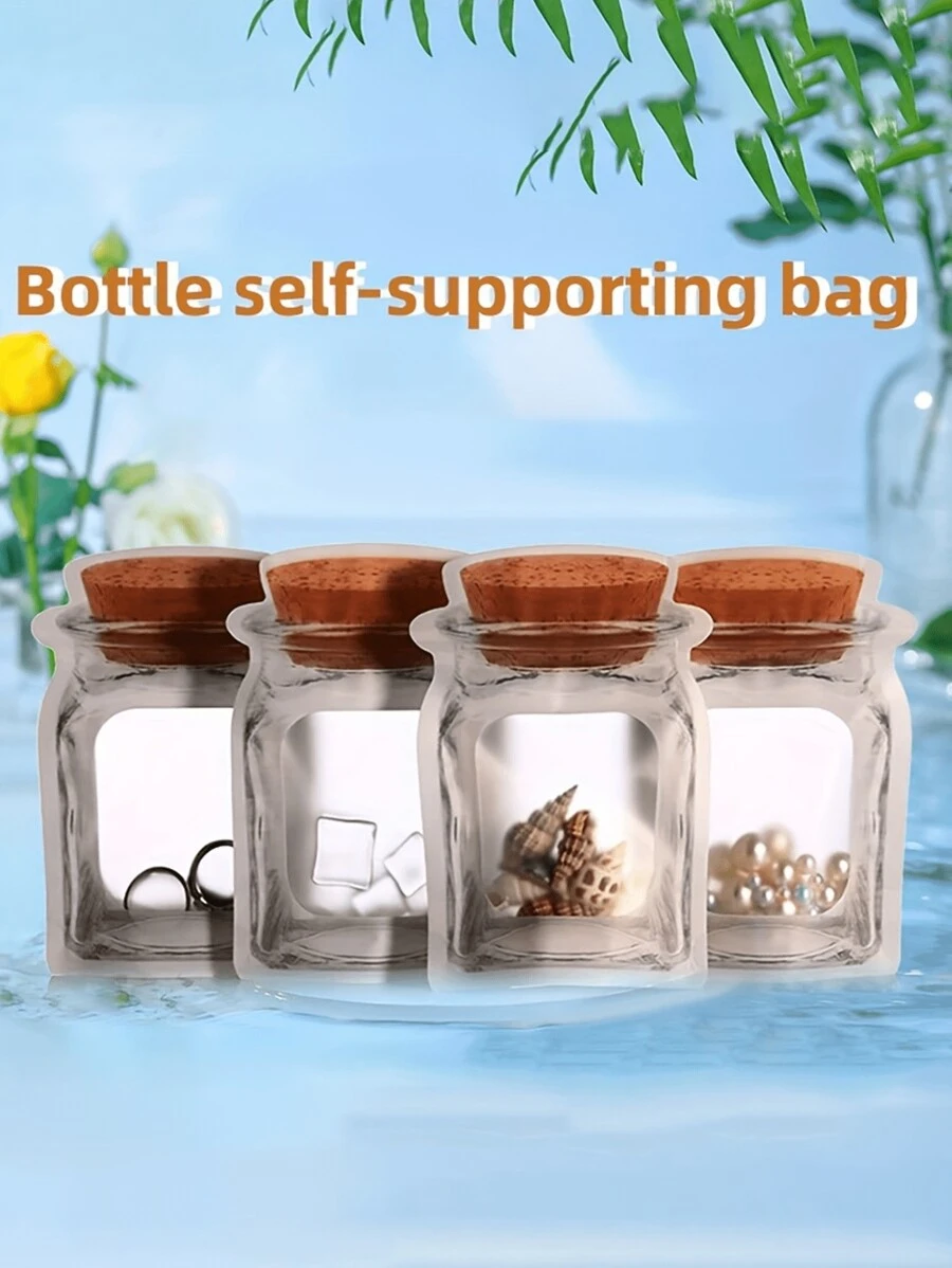 Bottle Shape Pouch;Frosted Stand Up Bag;Jewelry Storage Bag;Resealable Plastic Bag;Clear Vinyl Jewelry Storage Bag;Matte PET Plastic Stand Up Pouch;Ring & Earring Organizer Pouch;Sample Size Cosmetic Container, Back To School