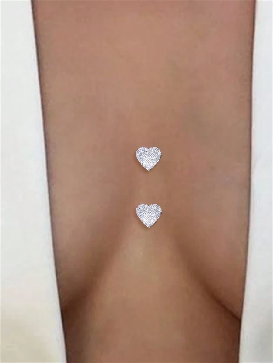 Pezoneras con forma de corazón brillante, accesorio de joyería íntima para el Body para mujeres en lencería para fiestas en la playa o discoteca