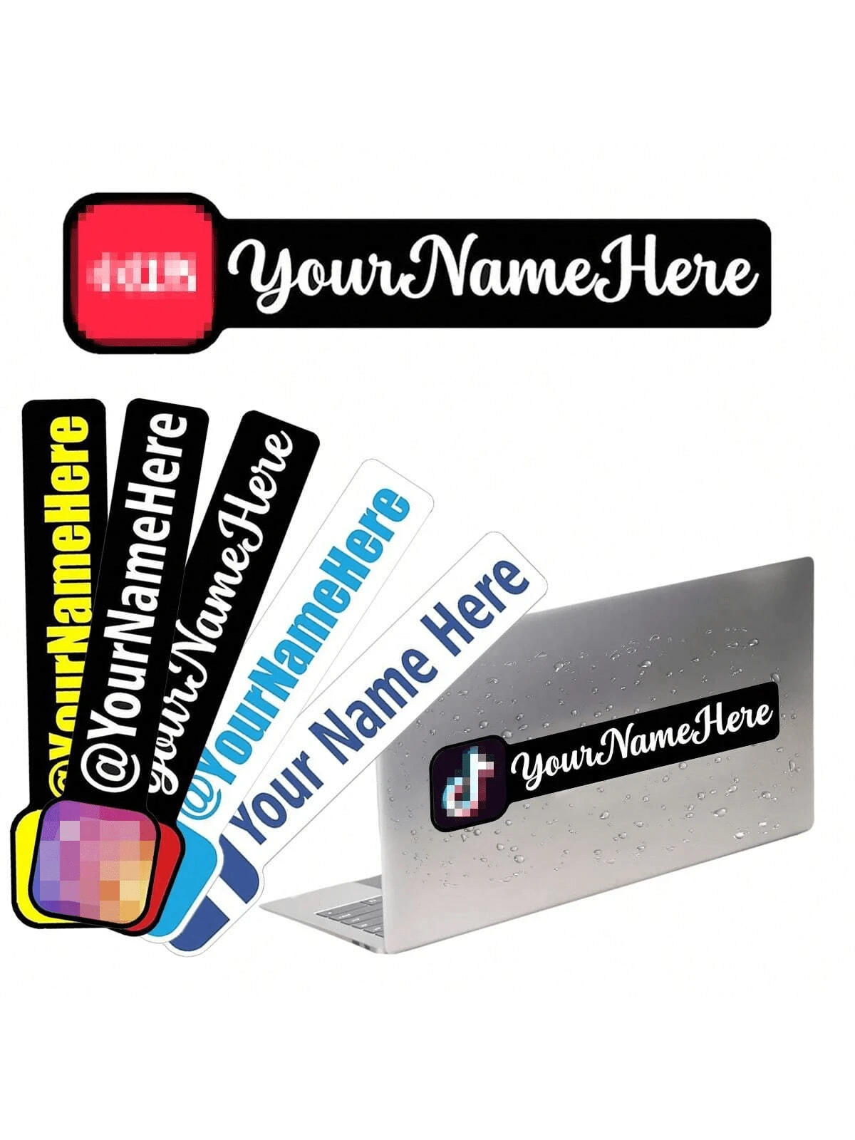 Social Media Tags | Multi-Layer Username | Holographic Vinyl Decals | Custom Address Labels | Fonts/Colors/Logos Options / @ Symbol Selection Back To School