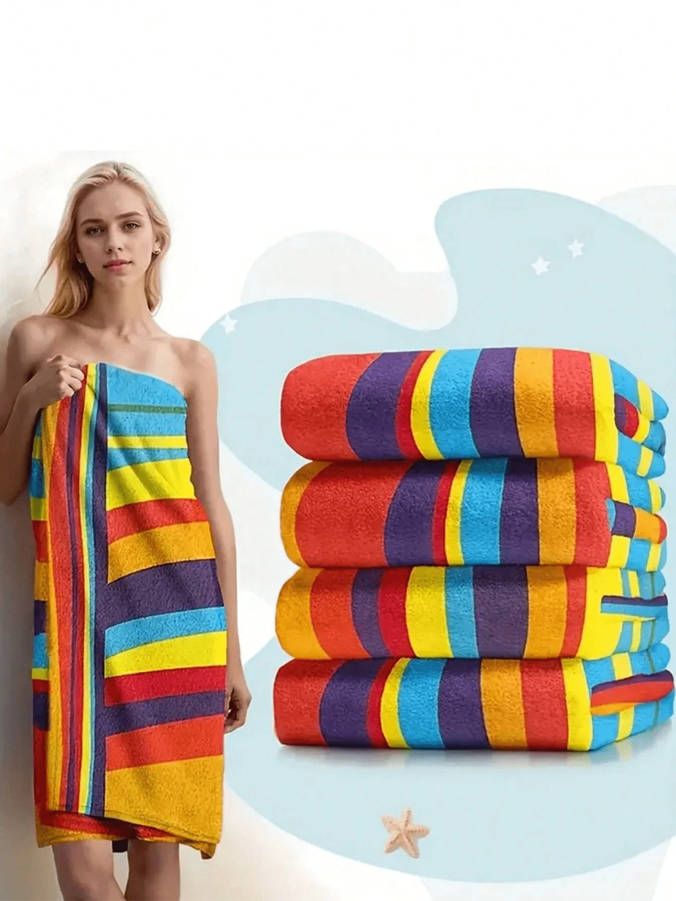1pc Quick Dry Water Absorption Beach Towel, Swimming Towel, Comfortable Sand Towel, Stylish Pool Towel, Beautiful Yoga Mat, Beach Accessory, Essential Holiday Gift For Mother's Day, For Birthdays, For Children's Day, For Father's Day, For Graduation Travel Essentials Travel Accessories Beach Essentials
