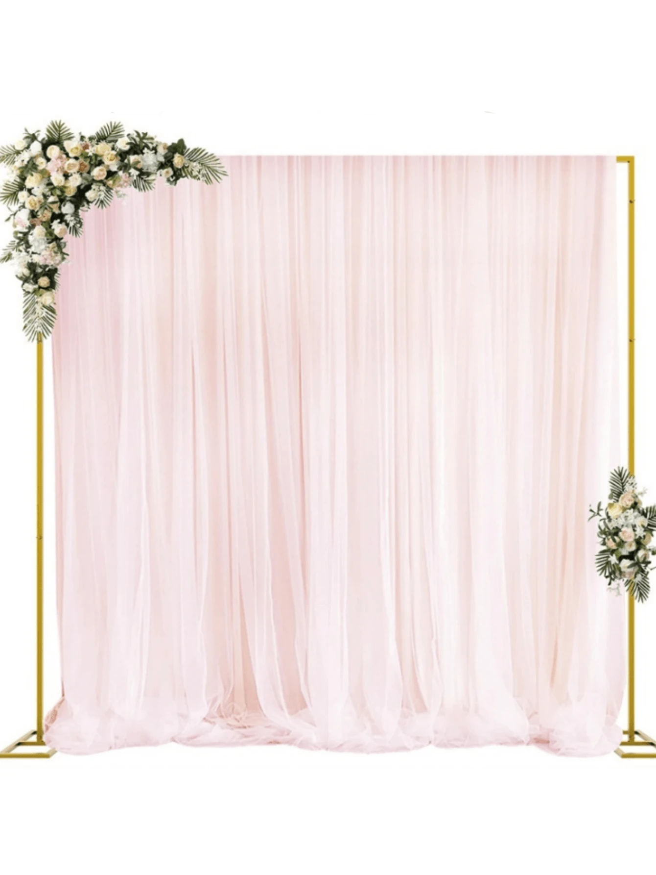 1Set Heavy-Duty Background Stand With Base, Gold Portable Adjustable Tube And Hanging Background Stand Kit, Square Metal Arch Party Frame, Suitable For Wedding Venue Decoration, Birthday, Party And Banquet Decoration Props, Holiday Decoration Outdoor Balloon Holder