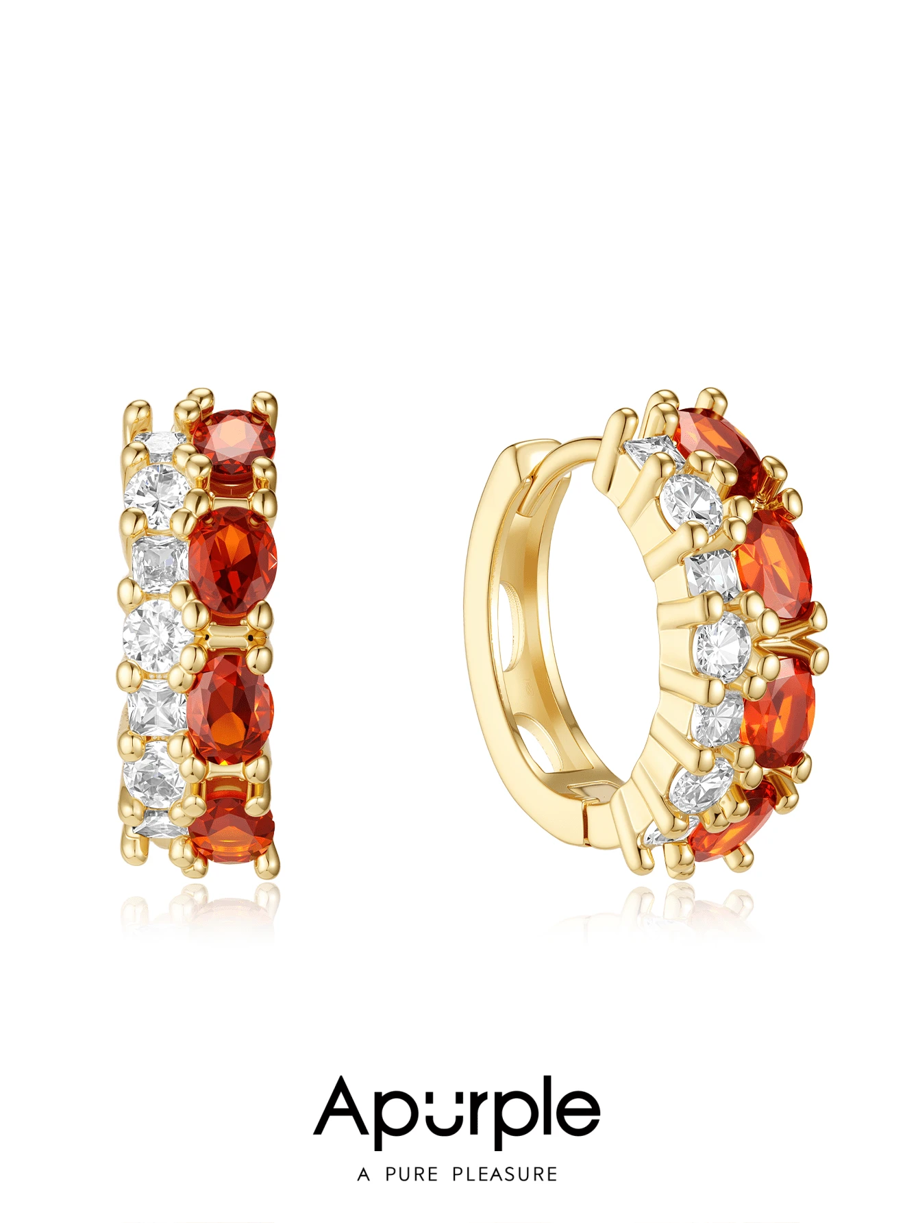 1 par de pendientes de circonita de colores con diseño minimalista, pendientes con perilla de longitud corta, joyería elegante