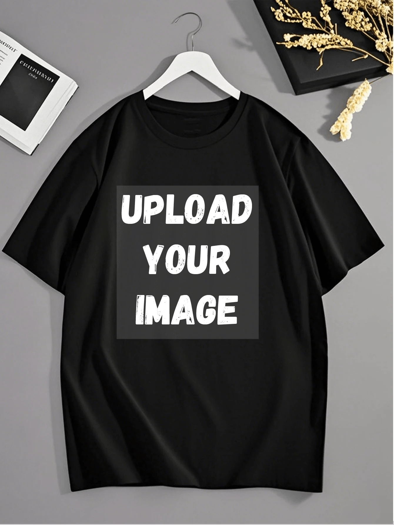 Customizable Plus Size Men's T-Shirt, Personalize With Photo/Logo, Plus Size Loose Summer T-Shirt, Upload Friends/Selfie/Family/Logo/Pet Photos, Customize For Birthday/Father's Day/Valentine's Day, Team/Outdoor Uniforms, Personalized Graphic Crew Neck Plus Size Casual Tee, Holiday/Birthday Gift, Plus Size Summer Top
