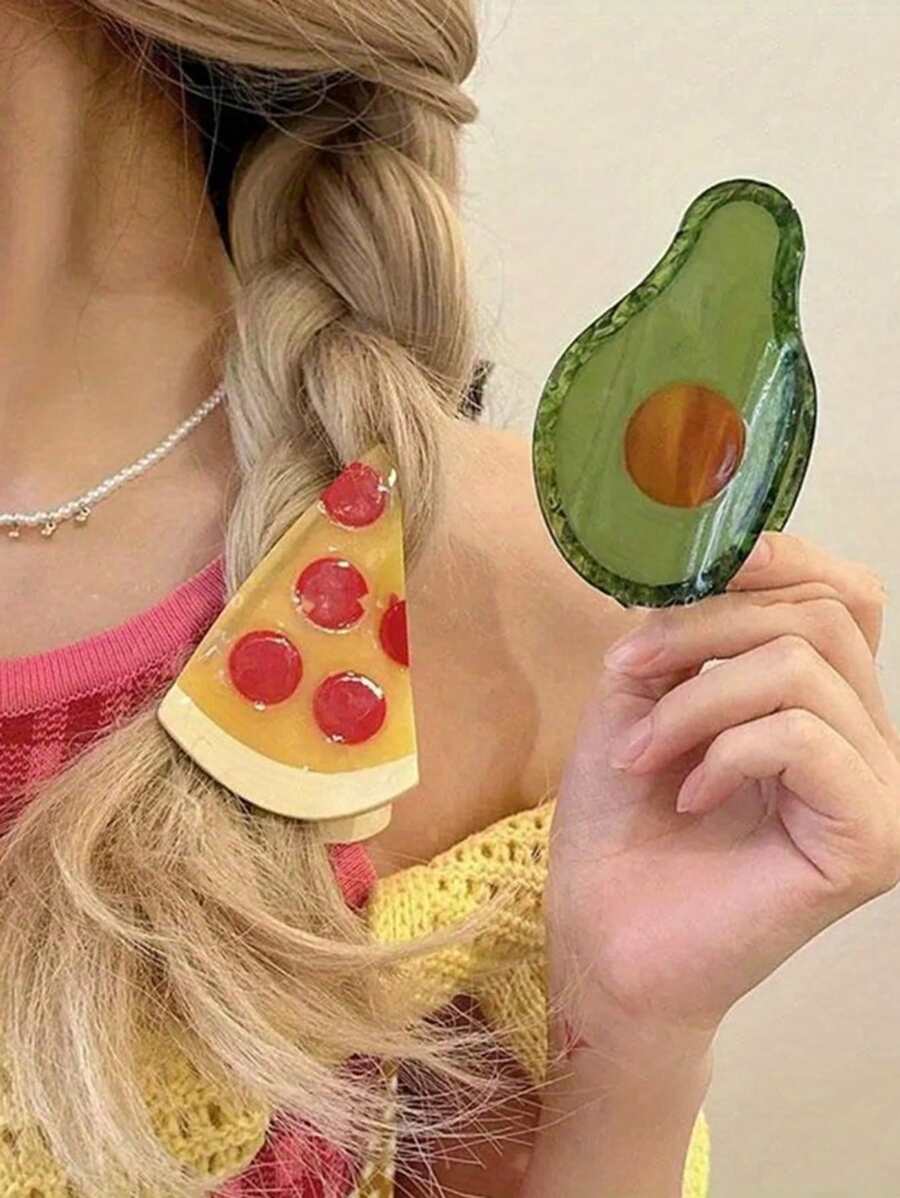 1 buc drăguț Pizza/Avocado gheare clipsuri medii acid acetic acrilic păr clipsuri accesoriu pentru femei cadouri zilnice de petrecere Ziua Mamei vară păr maxilar clip cleme de păr păr ambreiaj păr prinzător clip