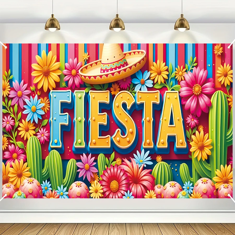1pc FIESTA Polyester Party Banner Flag, Cinco De Mayo Celebration Banner, Suitable For Home, Garden, Studio, Outdoor Celebrations, Holiday Photo Backdrop, Mexican Party Decoration Birthday Decorations Tapestry Room Decor Party Decorations