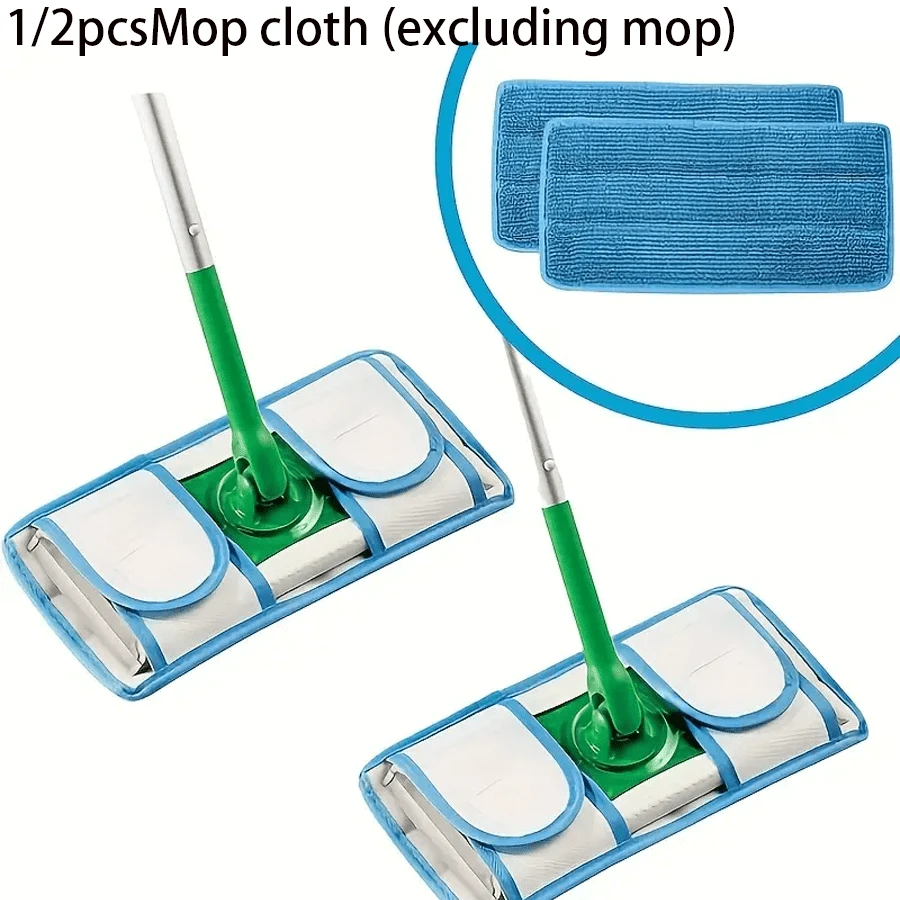 1/2pcs, Detachable Cleaning Mop Replacement Pads, Flat Mop Cleaning Cloth, Washable Durable Mop Refills, Dust Mop Heads, Soft Mop Cloth Refills, Super Absorbent, Easy To Clean, Cleaning Supplies, Cleaning Tools, Essential For Back To School