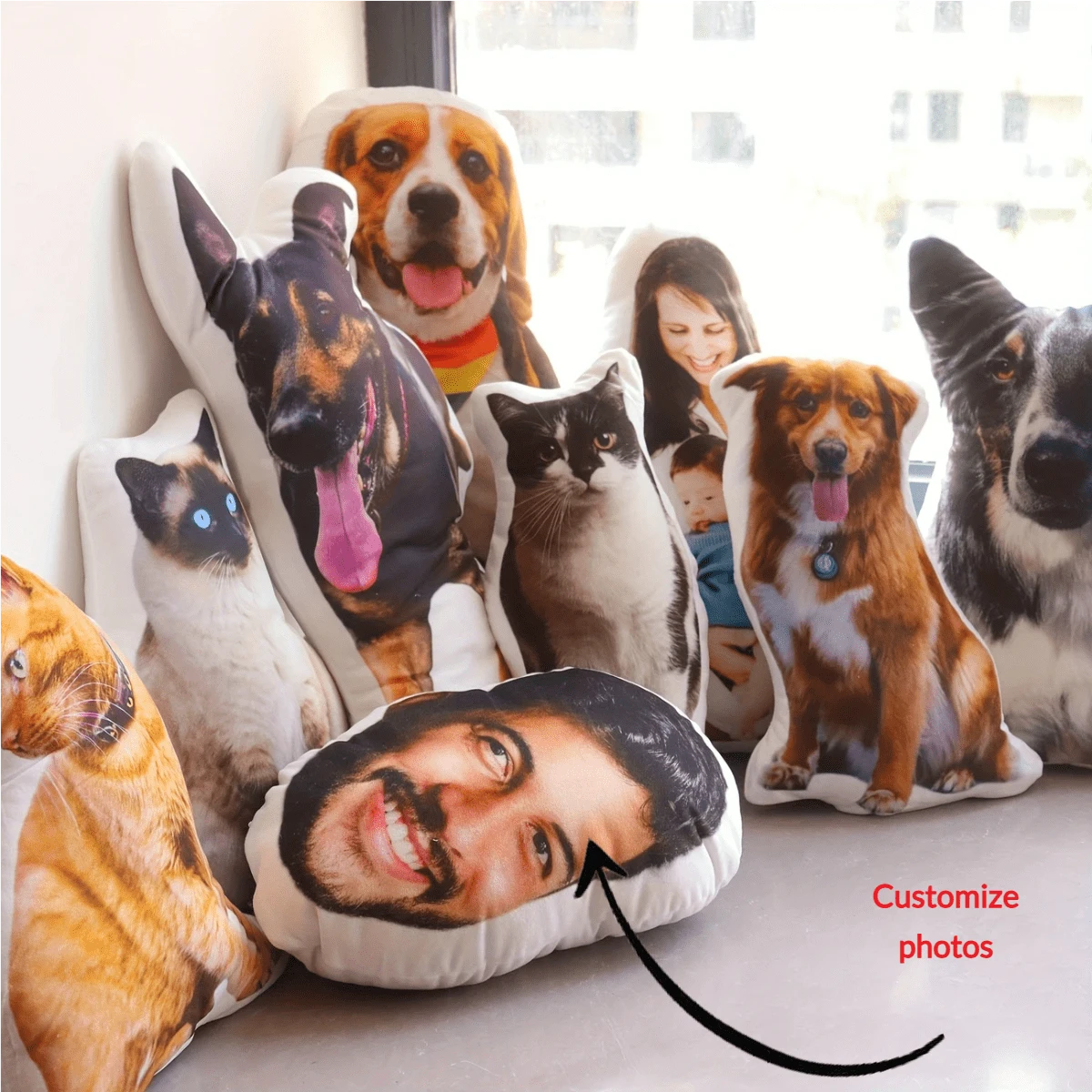 1 Customized Photo Pillow, Double-Sided High-Definition Printing, Designed To Commemorate People Or Pets, Modern Style, Machine Washable, Digital Printing, Ideal Gift For All Seasons, Washable, Comfortable For Birthdays, Father's Day, Graduation Ceremonies, Christmas, Weddings,Multi-Functional,Reusable,Ornamental,Exquisite,Stylish,Adorable,Colorful,Cute,Funny,Custom,Personalized,Customized,Unique,Ideal Gifts For Her,Ideal Gifts For Him,For Anniversaries,For Birthdays