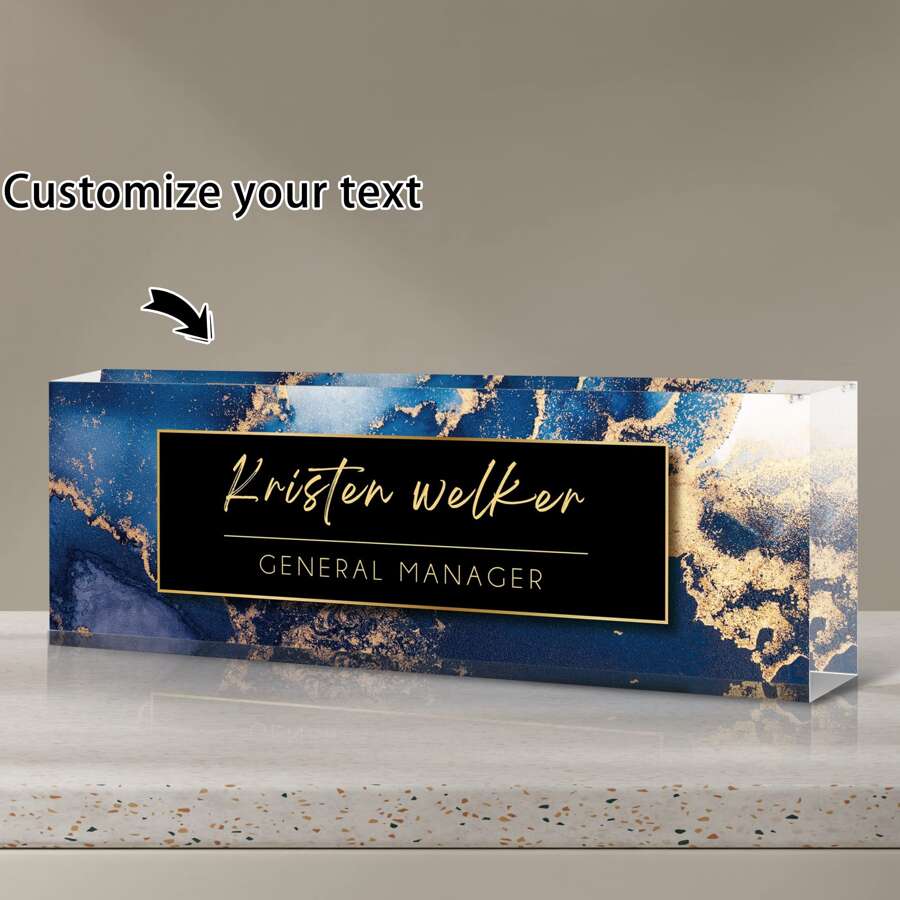 Placa de mesa de acrílico personalizada com gravação personalizada para escritório, funcionário, professor, colega de trabalho - Moldura de acrílico sem cobrança - Decoração de mesa de escritório personalizada, placa de nome para gerente, enfermeira, 1 peça, de volta às aulas, material escolar