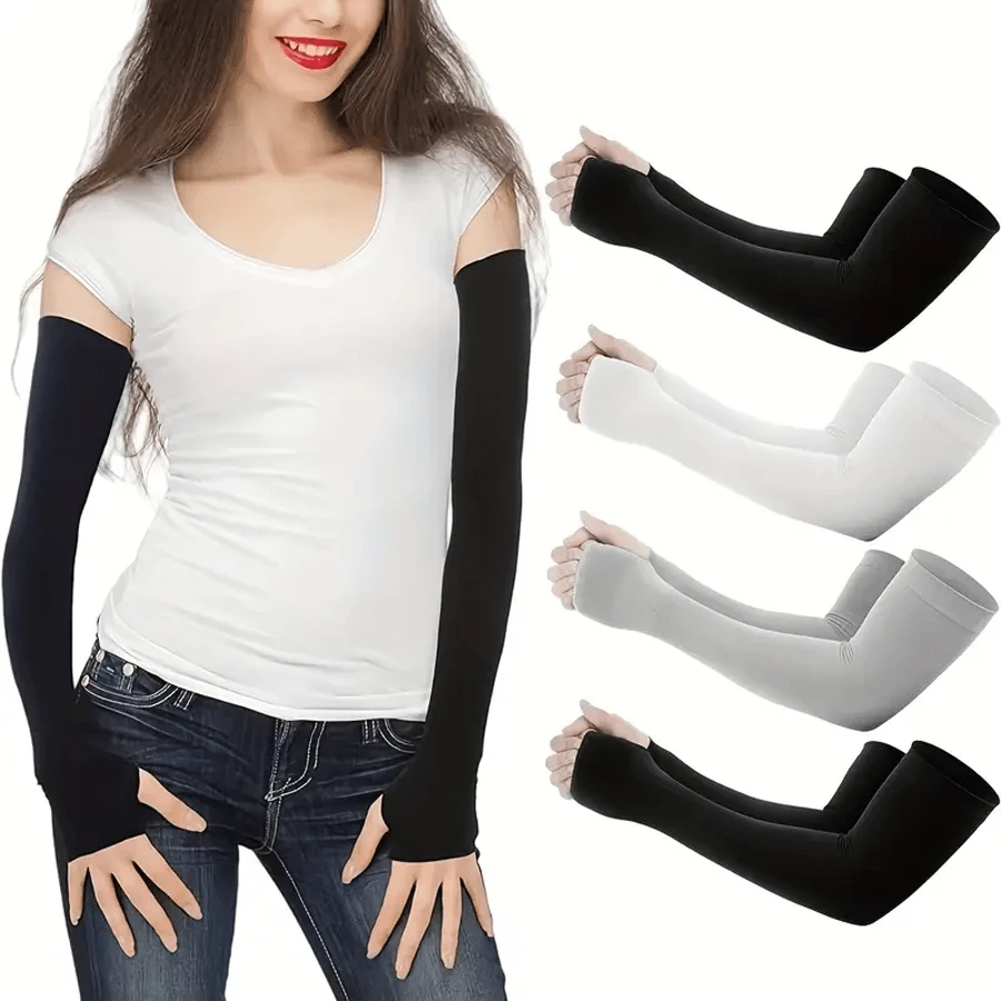 4 pares de mangas protectoras con agujero para el pulgar para protección solar y refrigeración, aptas para hombres y mujeres para golf, baloncesto, ciclismo, pesca, conducción y entrenamiento.
