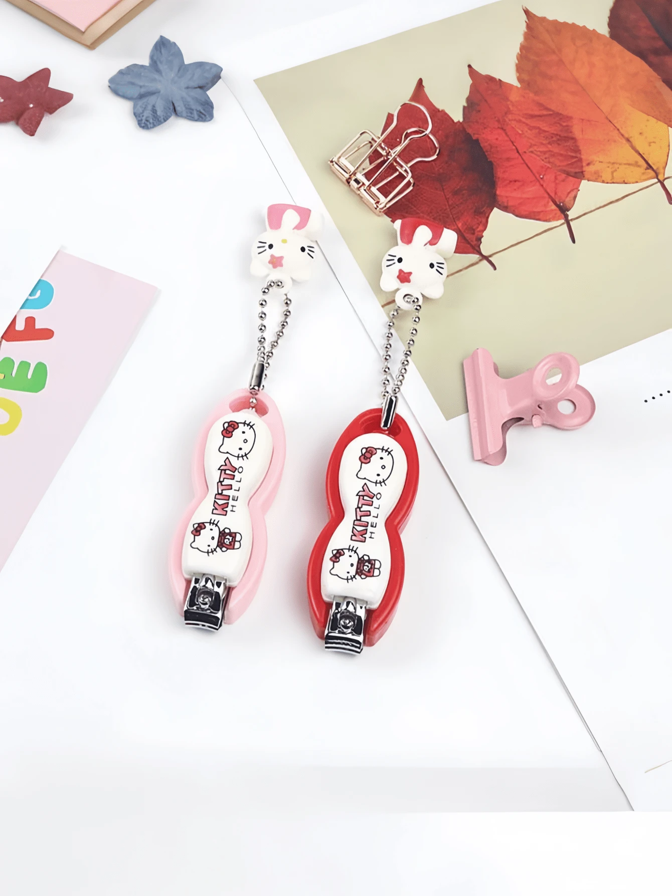 Sanrio Sanrio Cute Hello Kitty Nail Clippers, Mini Creative Portable KT Cat Nail Scissors Manicure Tools