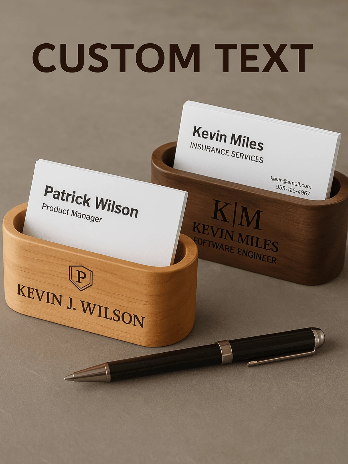 1 Piece Customized Business Card Holder,Monogrammed Business Card Holder,Wood Card Holder,Personalized Gift For Him, Father's Day Gift For Coworker Back To School