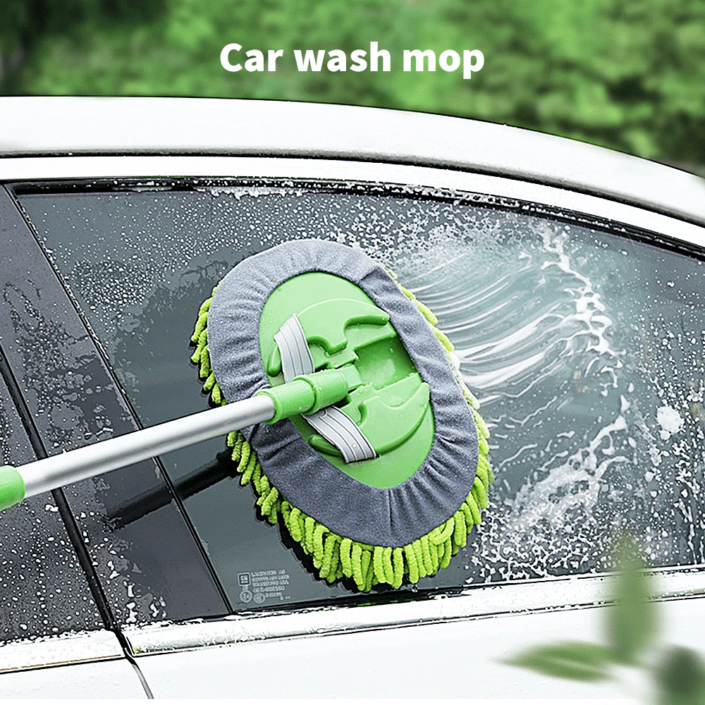 Extendable Car Wash Mop - Ultra Absorbent Microfiber Chenille Head, Durable Long Handle For Effective Vehicle Detailing And Care, Ldeal For Home Windows