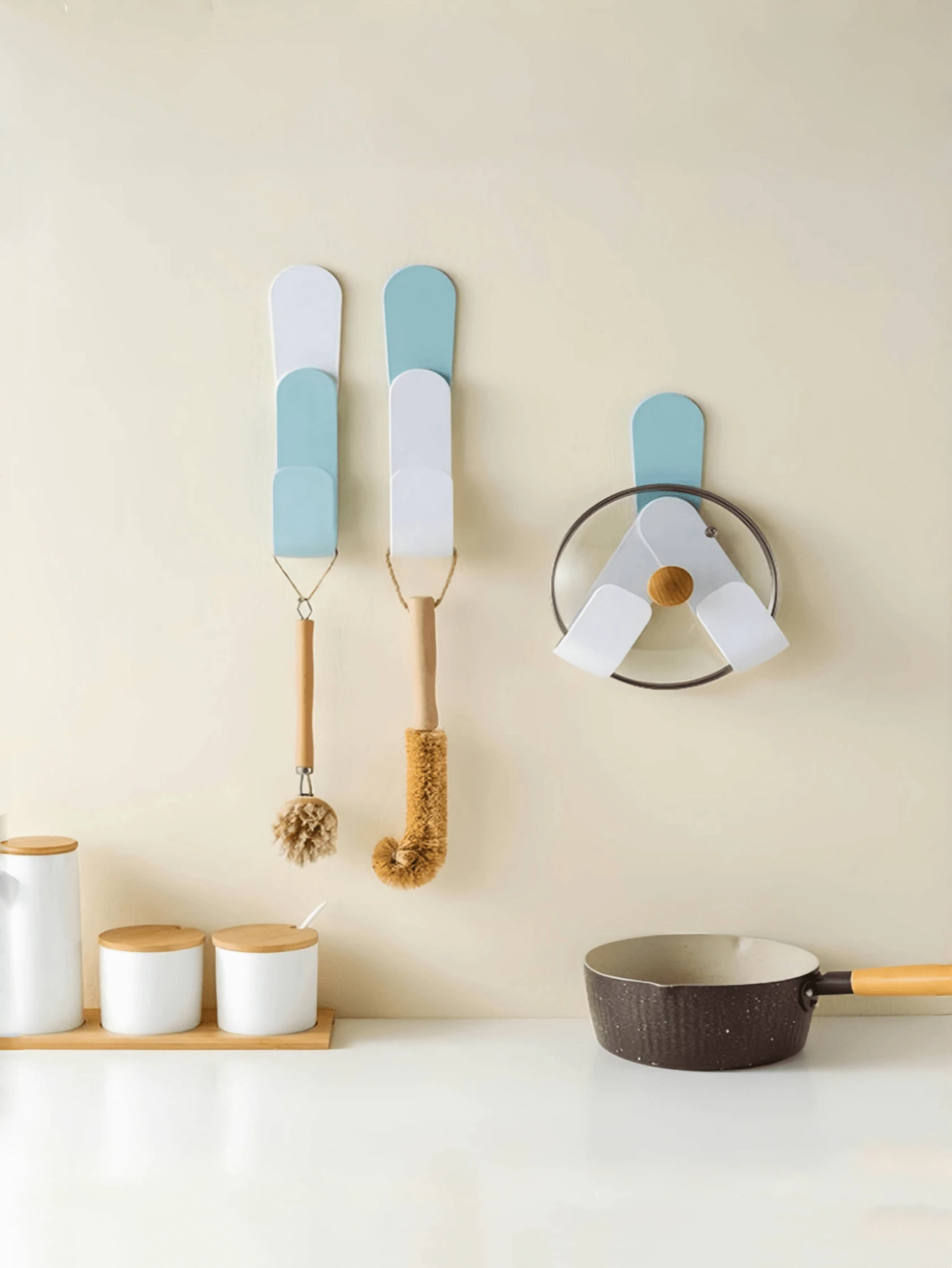 Adjustable Pot Lid Holder, Fits In Cabinet, Wall-Mounted Inside Cabinet Door For Pot Lid Storage, ABS Material Hanging Kitchen Rack