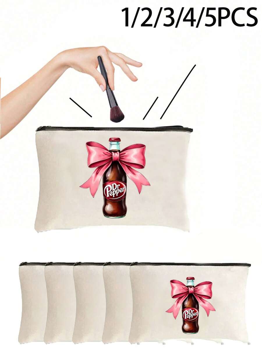 1/2/3/4/5 pièces, Sac de toilette humoristique en canevas - Léger, pliable, trousse de maquillage avec fermeture éclair Facile à nettoyer, étui à maquillage polyvalent pour les voyages et les cadeaux de vacances. Fournitures scolaires, essentiels de voyage, sacs à maquillage, sacs à cosmétiques, organiseur de maquillage, imprimé léopard, chien saucisse, cadeaux pour femmes