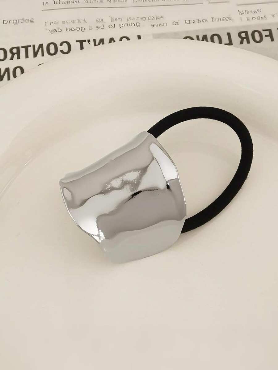 1pc Women's Golden Geometric Metal Elastic Hair Tie Hair Accessories, Gift For Mother's Day Hair Ties Ponytail Holders Hair Elastics Hair Rubber Bands Scrunchies Hair Rope