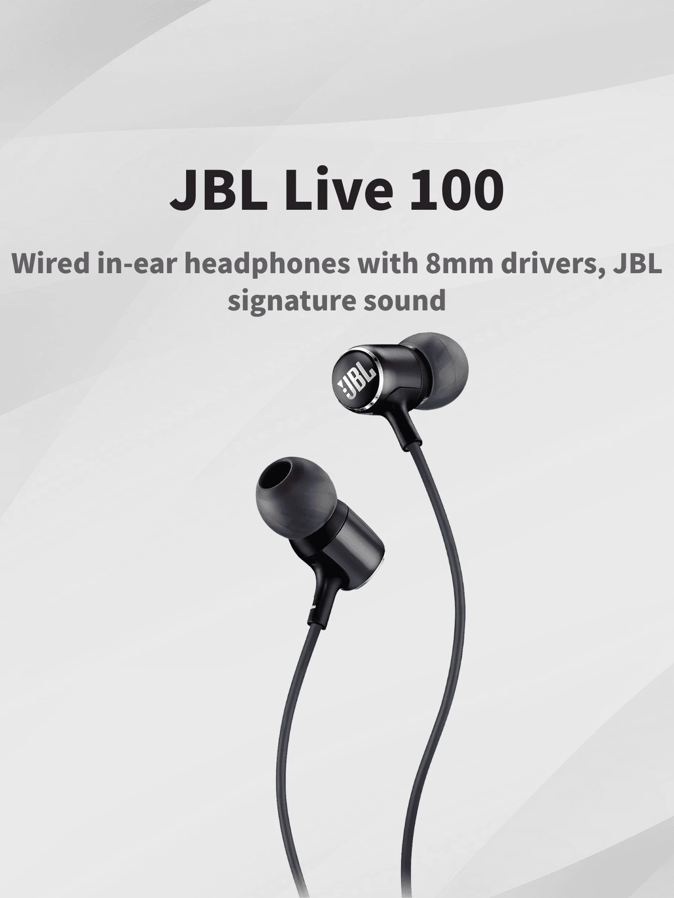 JBL LIVE100 Wired In-Ear Headphones, Live Monitoring Karaoke, Streamer/Gamer High-Quality Stereo Music Earphones