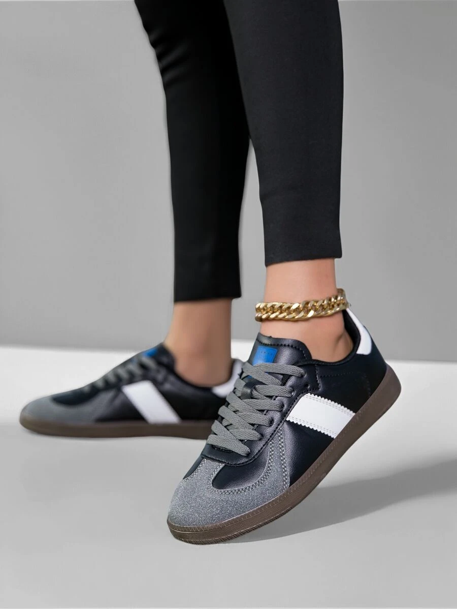 Chaussures décontractées à semelle souple de berger allemand, Baskets plates à lacets et bout rond pour hommes