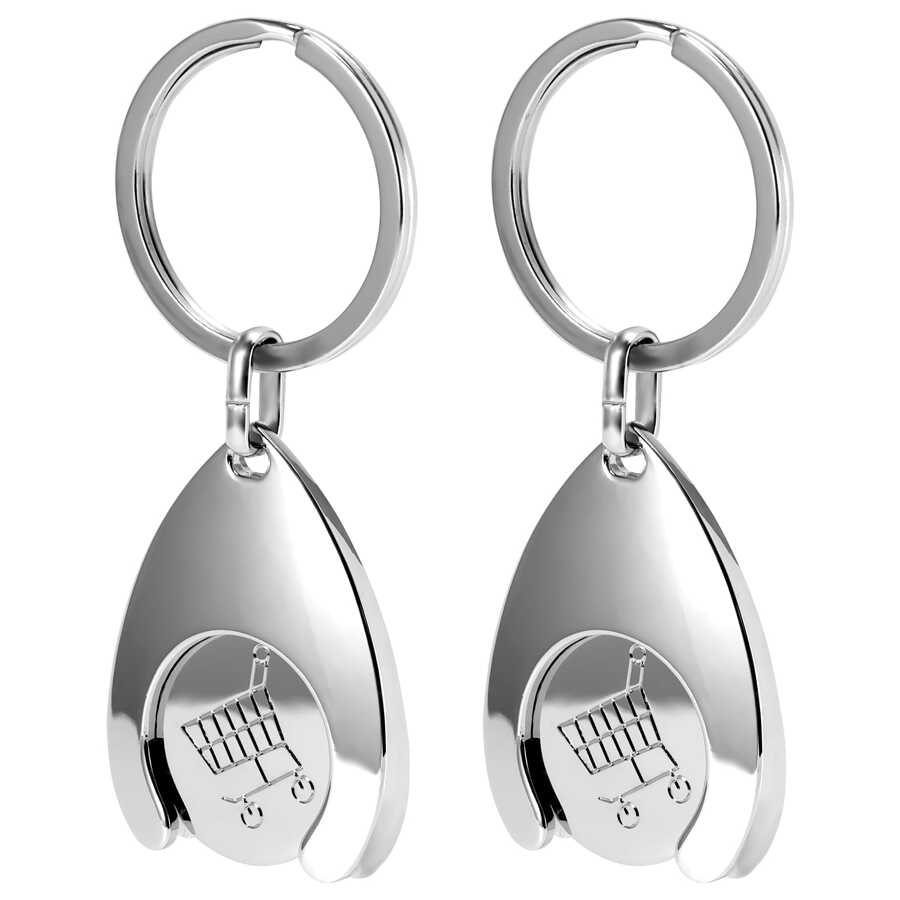 2 piezas de llavero con token para carrito de compras, llavero compacto y portátil para carrito, llavero mono y duradero para desbloquear el carrito de supermercado