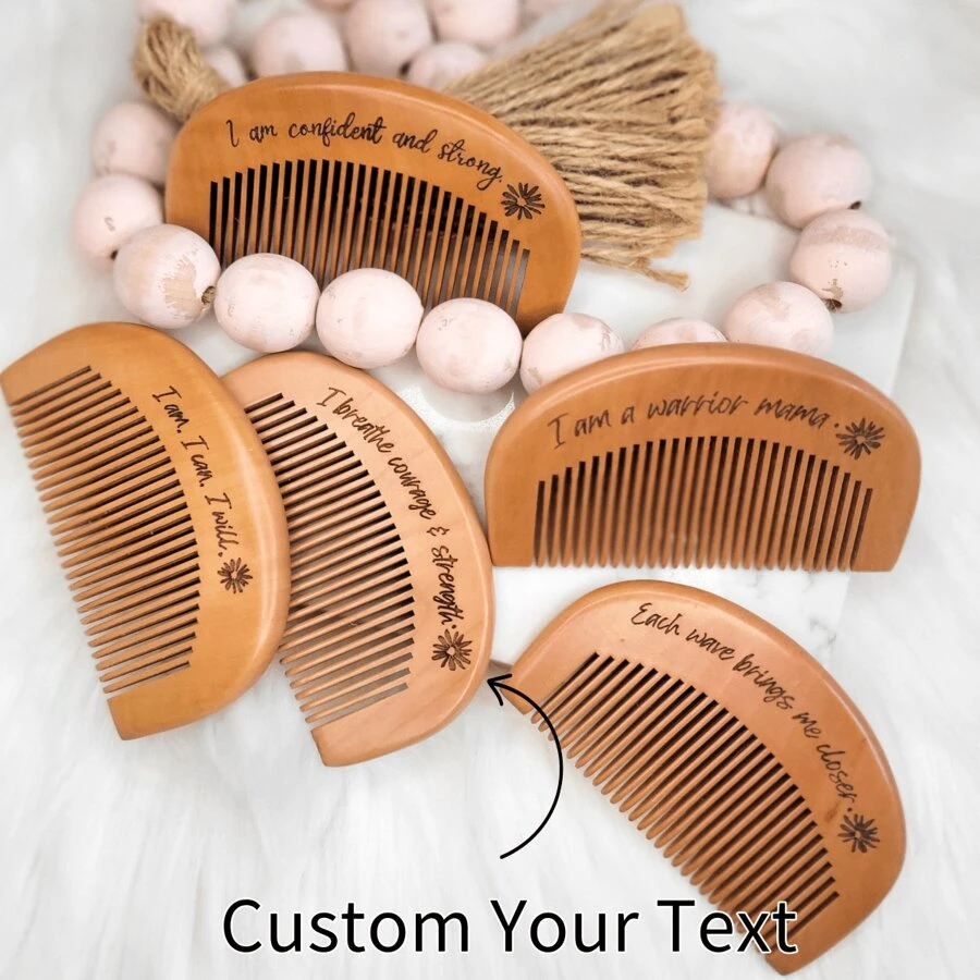 1pc Elegant Wooden Hair Comb, Personalized Name,Perfect Gift & Fashion Accessory,Custom Labor Comb ,Birth Comb