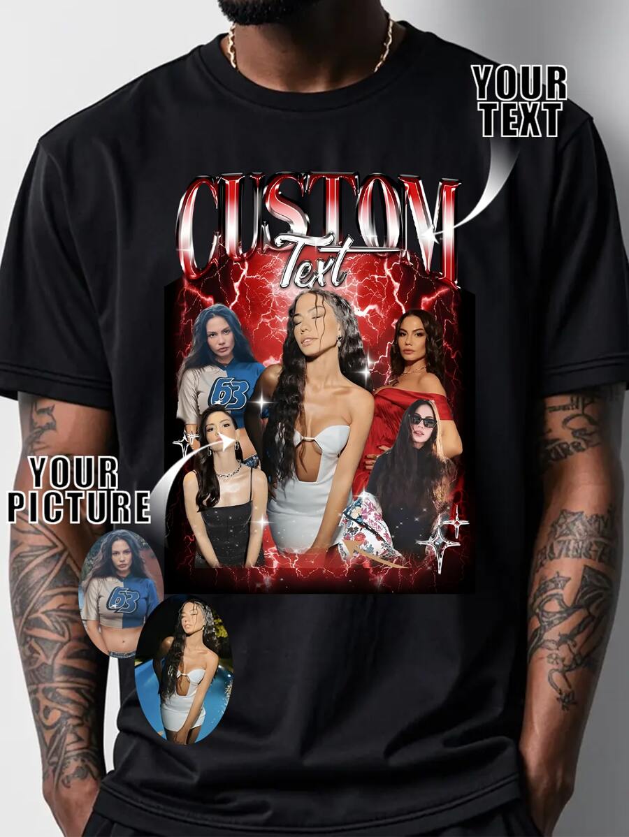Customization Personalized Comfortable Casual Loose Fit Men's T-Shirt. Add Your Photo And Your Text/Logo .Custom Girlfriend Shirt, Boyfriend Shirt, Face Shirt, Bachelorette Surprise, Personalized Birthday Bootleg Gift Birthday Present And Party) Ornamental, Dawg Stylish, Fashion, Hipster, Contracted, Easy Costume, Modest Fashion, Minimal Chic, Casual Custom, Unique, Personalized Ideal Gifts For Him Family, Boyfriend, Friends, Children