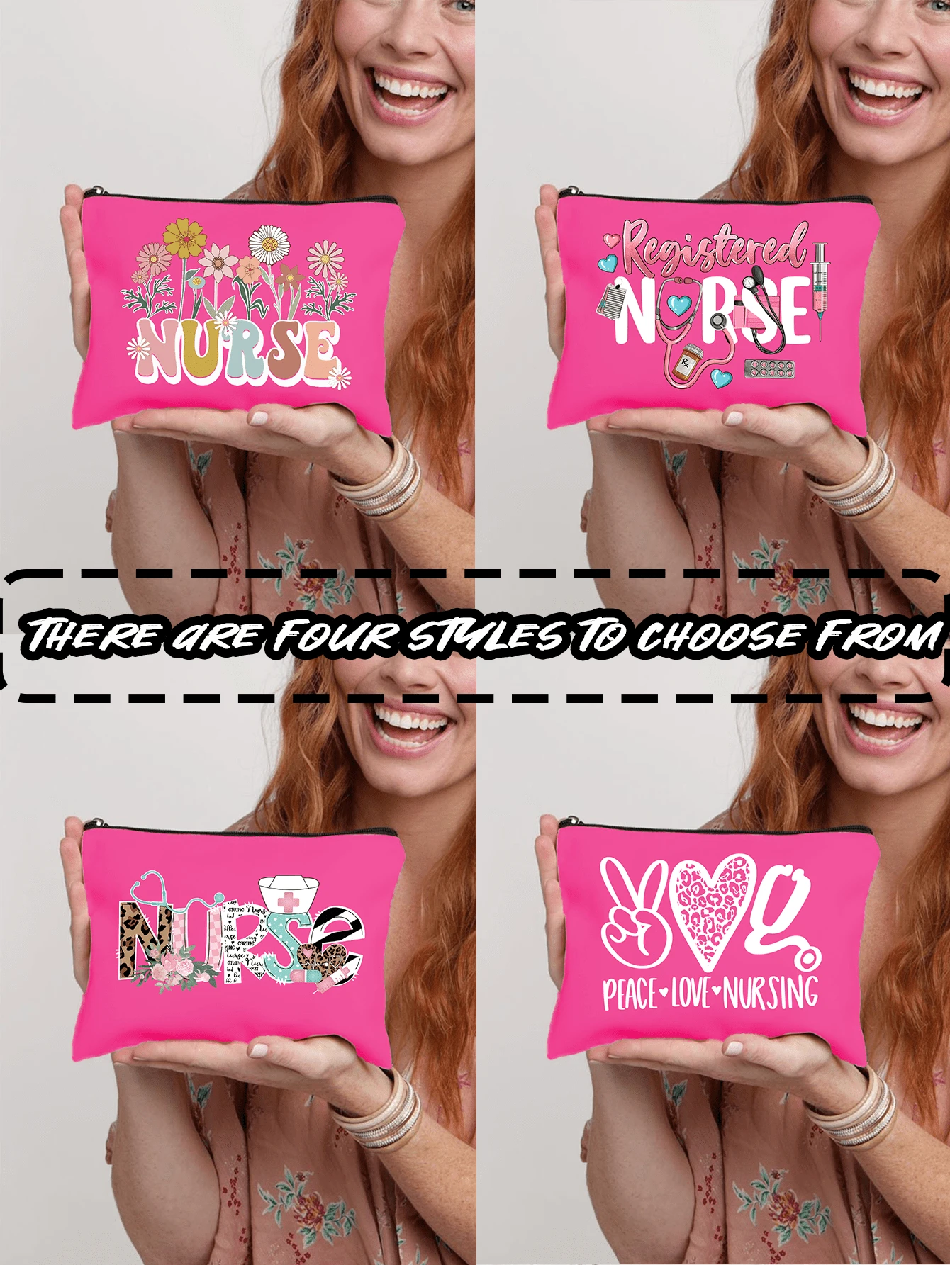 Nurse Theme Cosmetic Bag,Portable Wash Bag,Makeup Bag For Women Zipper Travel Bag Storage Box , Leopard Print, Heart-Shaped, Flower, Nurse's Hat, Stethoscope Pattern Cosmetic Bag,Cosmetic Bag, Lining, And No Closure,Women Makeup Bag Pouch Travel Toiletry Organizer, Back To School Teacher Gift,Nurse's Day Gifts, Mother's Day Gifts,Suitable For College Students, Mothers, Family, Friends, Classmates, And Colleagues To Use