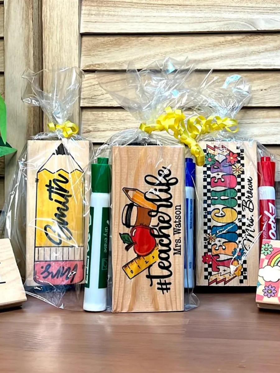 Borrador personalizado de pizarra blanca para maestros, regalo personalizado de agradecimiento para maestros, borrador de pizarra con marcador, regalo con nombre personalizado para maestros, regalo de vuelta a la escuela para maestros, 1 pieza de marcador al azar