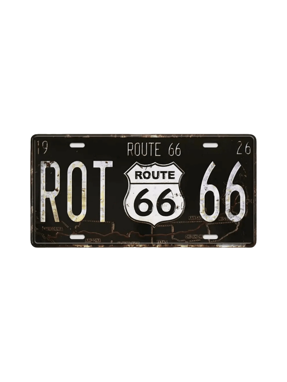 1pc Vintage American License Plate, Route 66 Wall Tinplate, Funny Street Metal Tin Sign, Route 66 Sign, Man Cave Car Plaque, Funny License Plate For Men/Women Car, Home Garage Bar Cafe Shop Art Wall Decor, Perfect Gift For License Plate Collector, Water-Proof 12x6inch