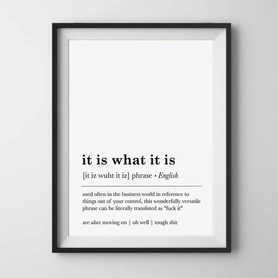 1 Pieza Póster de lienzo moderno sin marco "It Is What It Is", arte de pared divertida con definición, decoración de habitación estética, pintura de arte para regalo, imagen de pared para oficina, sala de estar, dormitorio, comedor, dormitorio, decoración de pared para el hogar y la oficina