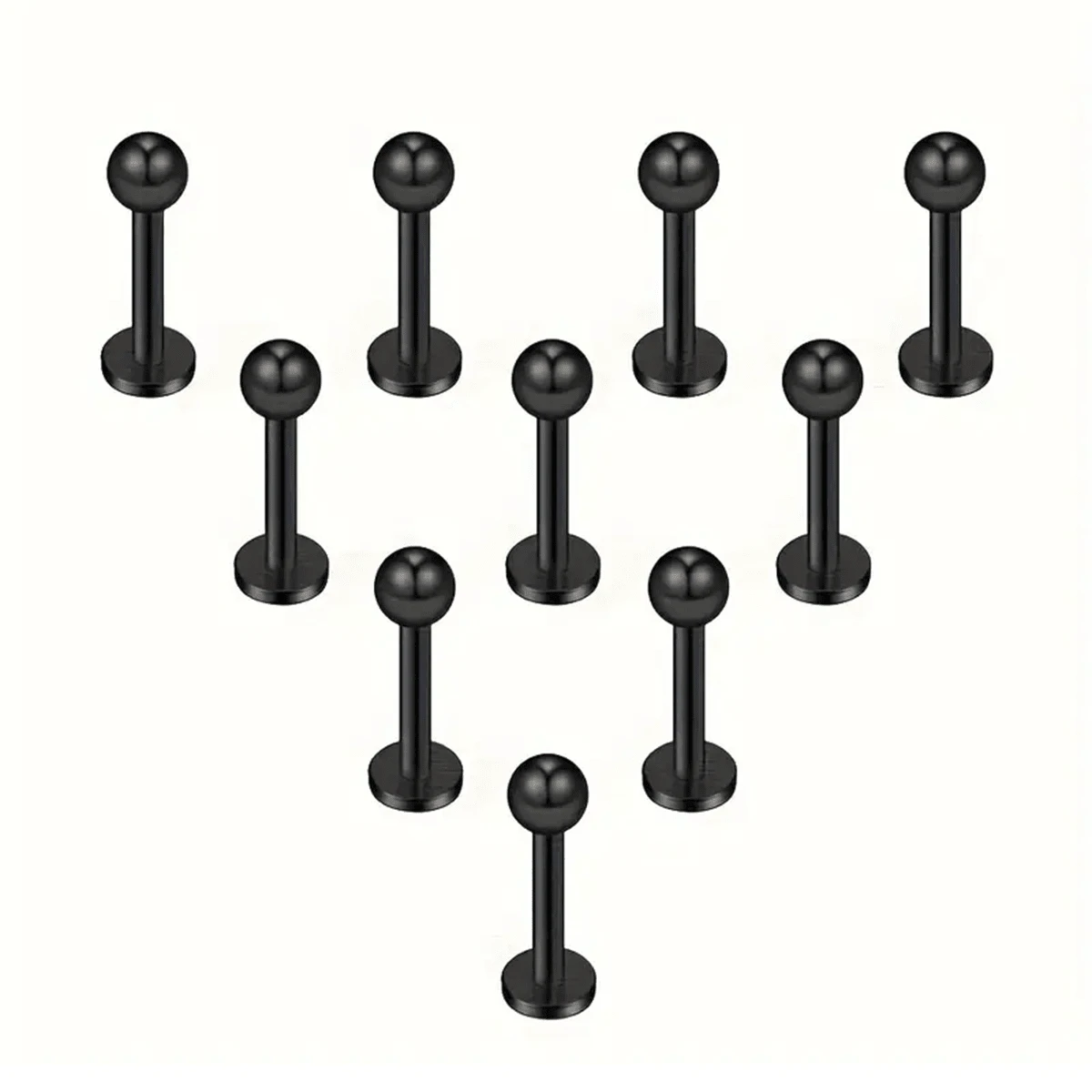 10pcs/Set Stainless Steel Earrings & Lip Rings, Unisex Body Piercing Jewelry - Lip Rings, Ear Studs, Ball Spiral Studs, Lip Studs, 6/8/10mm